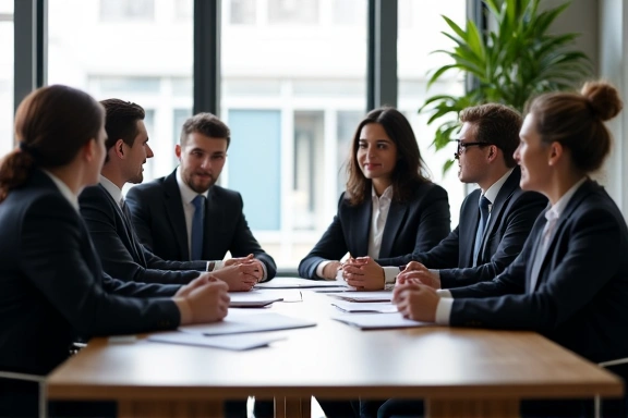 Réunion d'équipe discutant des valeurs de l'entreprise